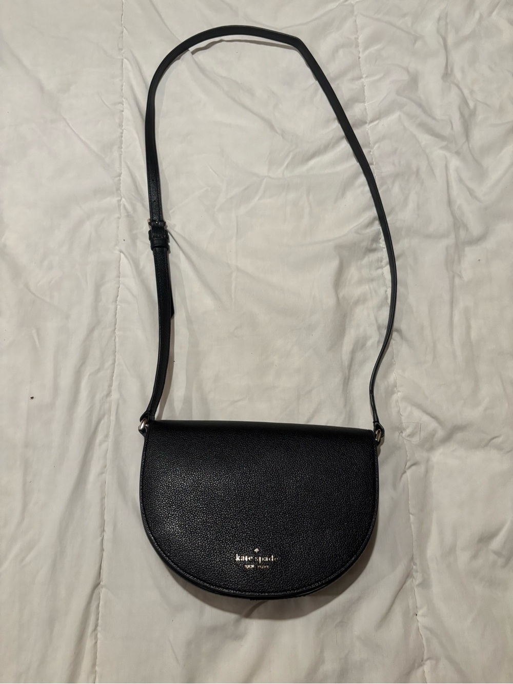 kate spade Black Pebble Leather Crossbody Saddle Bag